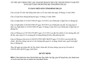 Quyết định 46/2014/QĐ-UBND lập giao kế hoạch thu chi thanh toán quyết toán Quỹ bảo trì đường bộ Bình Thuận