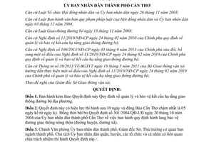 Quyết định 11/2014/QĐ-UBND quản lý bảo vệ kết cấu hạ tầng giao thông đường bộ địa phương Cần Thơ