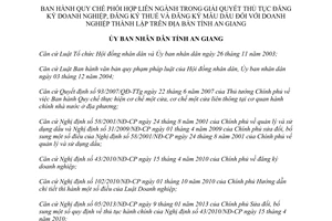 Quyết định 40/2014/QĐ-UBND Quy chế phối hợp liên ngành giải quyết thủ tục đăng ký doanh nghiệp thuế An Giang