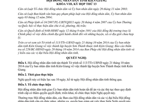 Nghị quyết 77/2014/NQ-HĐND đề nghị thành lập huyện Sơn Thành Kiên Giang