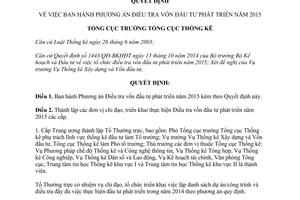 Quyết định 1021/QĐ-TCTK 2014 Phương án điều tra vốn đầu tư phát triển năm 2015