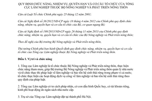 Quyết định 59/2014/QĐ-TTg nhiệm vụ quyền hạn cơ cấu tổ chức Tổng cục Lâm nghiệp Bộ Nông nghiệp
