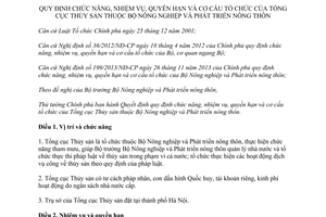 Quyết định 57/2014/QĐ-TTg nhiệm vụ quyền hạn cơ cấu tổ chức Tổng cục Thủy sản Bộ Nông nghiệp