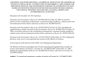 Circular No. 156/2014/TT-BTC amending 135/2008/TT-BTC guiding 69/2008/ND-CP incentive policies