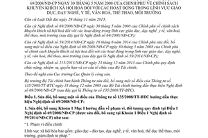 Thông tư 156/2014/TT-BTC sửa đổi 135/2008/TT-BTC khuyến khích xã hội hoá giáo dục dạy nghề y tế thể thao