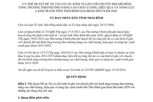 Quyết định 2503/QĐ-UBND tái cơ cấu kinh tế chuyển đổi mô hình tăng trưởng hiệu quả cạnh tranh Thái Bình