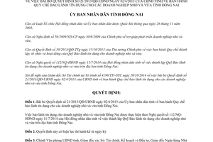 Quyết định 3319/QĐ-UBND 2014 bãi bỏ 21/2013/QĐ-UBND bảo lãnh tín dụng doanh nghiệp Đồng Nai