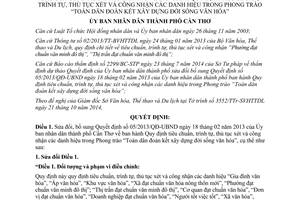 Quyết định 12/2014/QĐ-UBND sửa đổi 05/2013/QĐ-UBND Toàn dân xây dựng đời sống văn hóa Cần Thơ