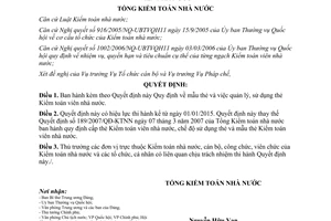 Quyết định 06/2014/QĐ-KTNN mẫu thẻ quản lý sử dụng thẻ Kiểm toán viên nhà nước