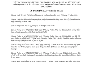 Quyết định 22/2014/QĐ-UBND chế độ thu nộp quản lý phí thẩm định báo cáo môi trường Sóc Trăng