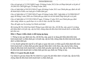 Thông tư 155/2014/TT-BTC phí lệ phí thẩm định cấp Giấy chứng nhận kinh doanh dịch vụ thẩm định giá