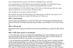 Thông tư 154/2014/TT-BTC thu nộp quản lý phí qua phà Đống Cao và phà Cồn Nhất quốc lộ 37B