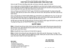 Quyết định 507/QĐ-UBND 2014 công bố thủ tục hành chính mới ngành Xây dựng Kon Tum
