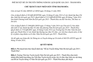 Quyết định 3552/QĐ-UBND 2014 phê duyệt Đề án Truyền thông Năm Du lịch quốc gia 2015 Thanh Hóa