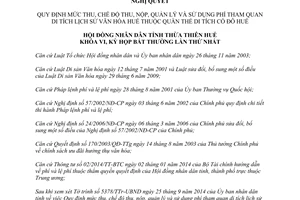 Nghị quyết 08/2014/NQ-HĐND phí tham quan di tích lịch sử văn hóa Thừa Thiên Huế