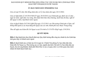 Quyết định 3349/QĐ-UBND 2014 Lãnh đạo tỉnh Đồng Nai giao tiếp khách nước ngoài