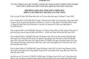 Nghị quyết 09/2014/NQ-HĐND quy hoạch phát triển công nghiệp Thừa Thiên Huế đến 2020 định hướng 2030