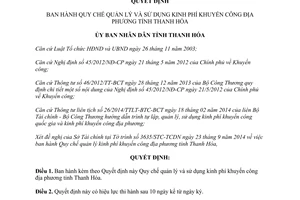 Quyết định 3567/2014/QĐ-UBND Quy chế quản lý sử dụng kinh phí khuyến công địa phương Thanh Hóa