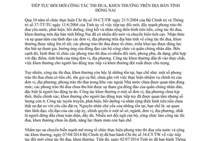 Chỉ thị 25/CT-UBND 2014 tiếp tục đổi mới công tác thi đua khen thưởng Đồng Nai