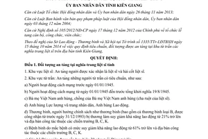 Quyết định 34/2014/QĐ-UBND tiêu chuẩn đối tượng được an táng tại khu từ trần các nghĩa trang liệt sĩ Kiên Giang