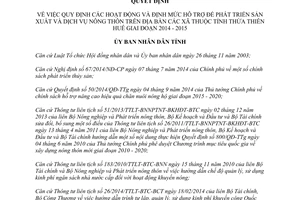 Quyết định 67/2014/QĐ-UBND mức hỗ trợ phát triển sản xuất dịch vụ nông thôn Thừa Thiên Huế 2014 2015