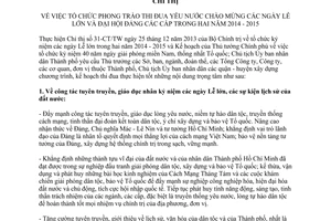 Chỉ thị 27/2014/CT-UBND phong trào thi đua yêu nước chào mừng ngày lễ lớn đại hội đảng các cấp Hồ Chí Minh