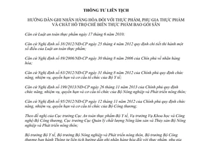 Thông tư liên tịch 34/2014/TTLT-BYT-BNNPTNT-BCT hướng dẫn ghi nhãn hàng hóa thực phẩm phụ gia