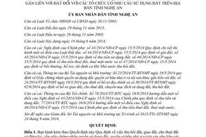 Quyết định 80/2014/QĐ-UBND thu hồi giao đất cho thuê đất cấp giấy chứng nhận quyền sử dụng đất Nghệ An