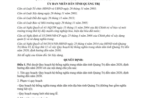 Quyết định 2299/QĐ-UBND 2014 Quy hoạch hệ thống nghĩa trang nhân dân Quảng Trị 2020 định hướng 2030