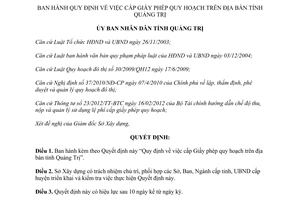 Quyết định 41/2014/QĐ-UBND cấp Giấy phép quy hoạch Quảng Trị