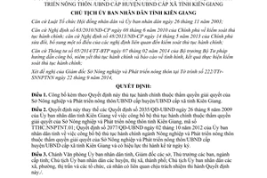 Quyết định 2212/QĐ-UBND năm 2014 công bố thủ tục hành chính ngành nông nghiệp phát triển nông thôn Kiên Giang