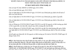 Quyết định 78/2014/QĐ-UBND giao đất ở không qua đấu giá quyền sử dụng đất đăng ký cấp giấy chứng nhận Nghệ An