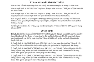 Quyết định 226/QĐ-UBND thủ tục hành chính thuộc thẩm quyền giải quyết sở tư pháp Sóc Trăng 2014