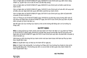 Quyết định 1289/QĐ-BXD 2014 công bố thủ tục hành chính mới quản lý nhà nước Bộ Xây dựng