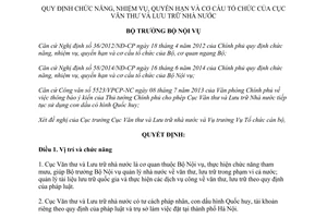 Quyết định 1121/QĐ-BNV 2014 chức năng nhiệm vụ quyền hạn tổ chức Cục Văn thư Lưu trữ nhà nước