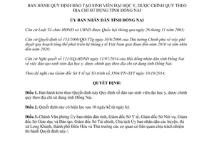 Quyết định 48/2014/QĐ-UBND đào tạo sinh viên đại học y dược chính quy theo địa chỉ sử dụng Đồng Nai