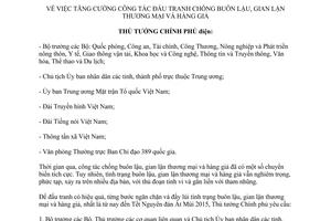 Công điện 2118/CĐ-TTg năm 2014 đấu tranh chống buôn lậu gian lận thương mại hàng giả
