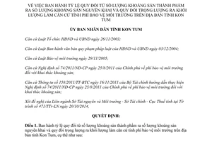 Quyết định 59/2014/QĐ-UBND quy đổi khoáng sản tính phí bảo vệ môi trường Kon Tum