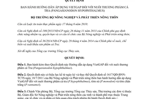 Quyết định 4669/QĐ-BNN-TCTS 2014 Hướng dẫn áp dụng VietGaP nuôi thương phẩm cá Tra