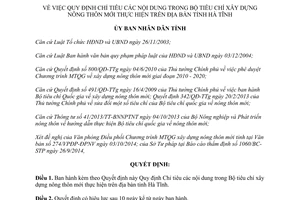 Quyết định 73/2014/QĐ-UBND Chỉ tiêu nội dung Bộ tiêu chí xây dựng nông thôn mới Hà Tĩnh