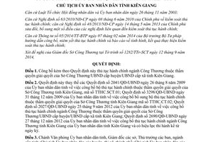 Quyết định 2068/QĐ-UBND 2014 công bố thủ tục hành chính mới Sở Công Thương Kiên Giang