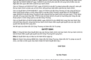 Quyết định 1542/QĐ-UBND 2014 công bố thủ tục hành chính mới bãi bỏ Sở Công Thương Lạng Sơn
