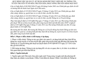 Thông tư liên tịch 145/2014/TTLT-BTC-BTTTT quản lý sử dụng kinh phí Đề án thông tin truyền hình mặt đất