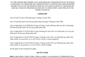 Nghị quyết 72/NQ-CP 2014 bãi bỏ một số điều 74/2009/NĐ-CP hướng dẫn Luật Thi hành án dân sự