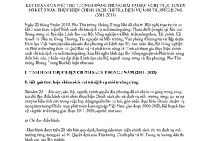 Thông báo 395/TB-VPCP 2014 sơ kết thực hiện chính sách chi trả dịch vụ môi trường rừng 2011 2013