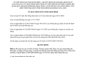 Quyết định 2252/QĐ-UBND bổ sung 2485/QĐ-UBND thăm dò khai thác sử dụng cát lòng sông Thái Bình 2014
