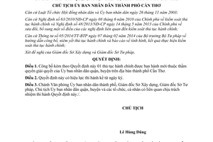 Quyết định 2838/QĐ-UBND 2014 công bố thủ tục hành chính mới của Ủy ban quận huyện Cần Thơ