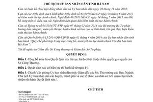 Quyết định 1058/QĐ-UBND công bố thủ tục hành chính thẩm quyền Sở Công Thương Hà Nam