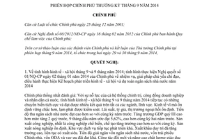 Nghị quyết 74/NQ-CP phiên họp Chính phủ thường kỳ tháng 9 năm 2014