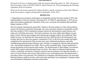 Resolution No. 74/NQ-CP The Government’s regular meeting September 2014